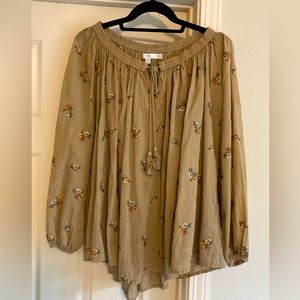 Kyla Seo floral embroidered peasant blouse, NWOT Size Small